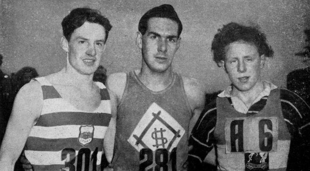 First three in the Youth's race Peter Hedley (Sheffield United Harriers), Ivor Williams (Salford Harriers) and Basil Heatley (Coventry Godiva Harriers)