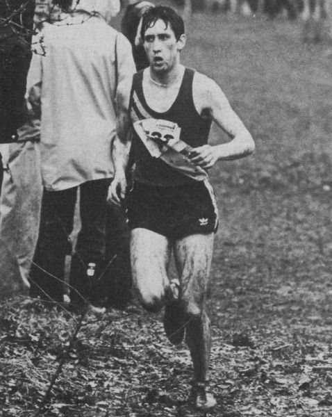 John Docherty (Leeds City AC) heading for victory in the Juniors race