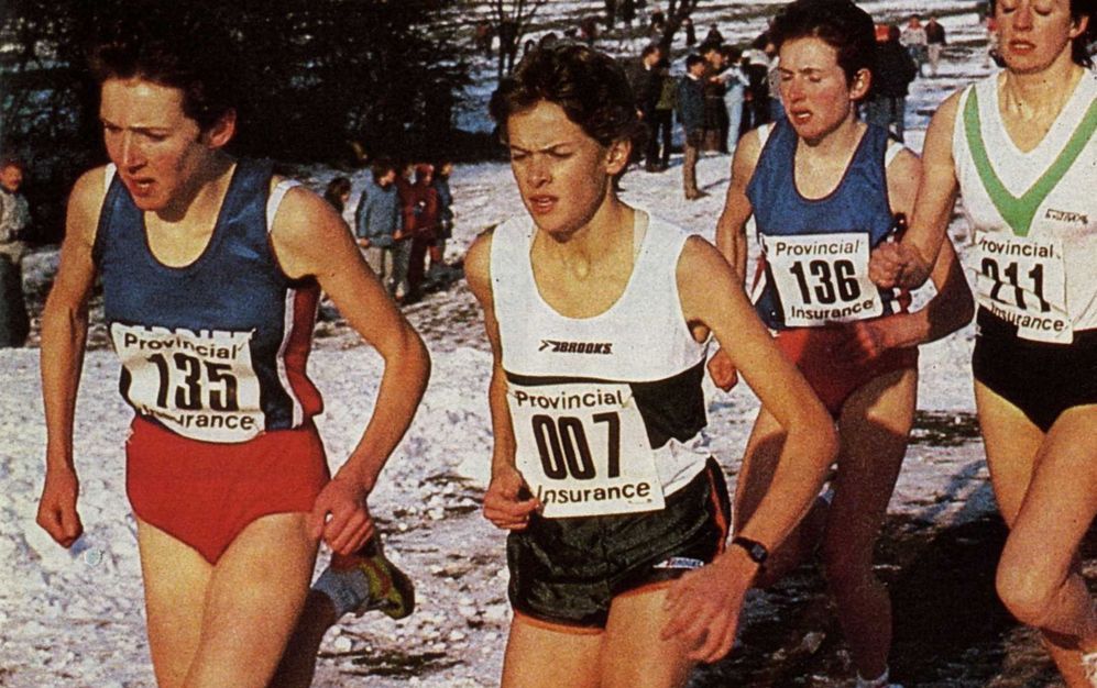Angela Tooby - 135 (Cardiff AAC), Zola Budd - 007 (AFD) and Susan Tooby - 136 (Cardiff AAC)