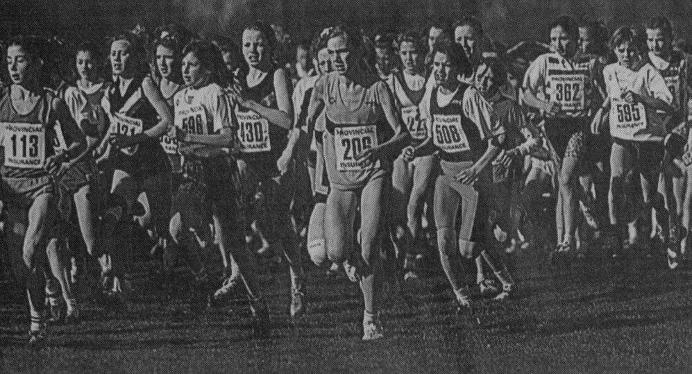 Just after the start in the Minor Girls' race