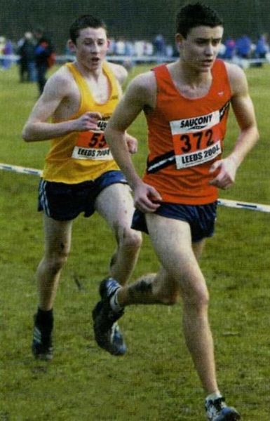 Adam Hickey (Southend AC) leads Robert Pickering (Bridlington RR ) in the Under 17s