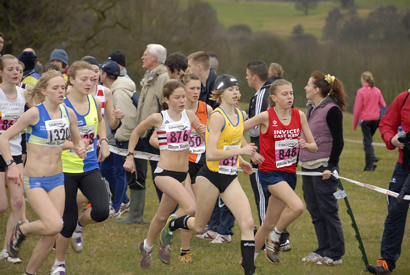 Laura Park (Ellenborough AC) leading the Under 17 and 20 Women's race