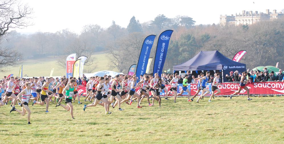 Men's start with Harewood House in the background