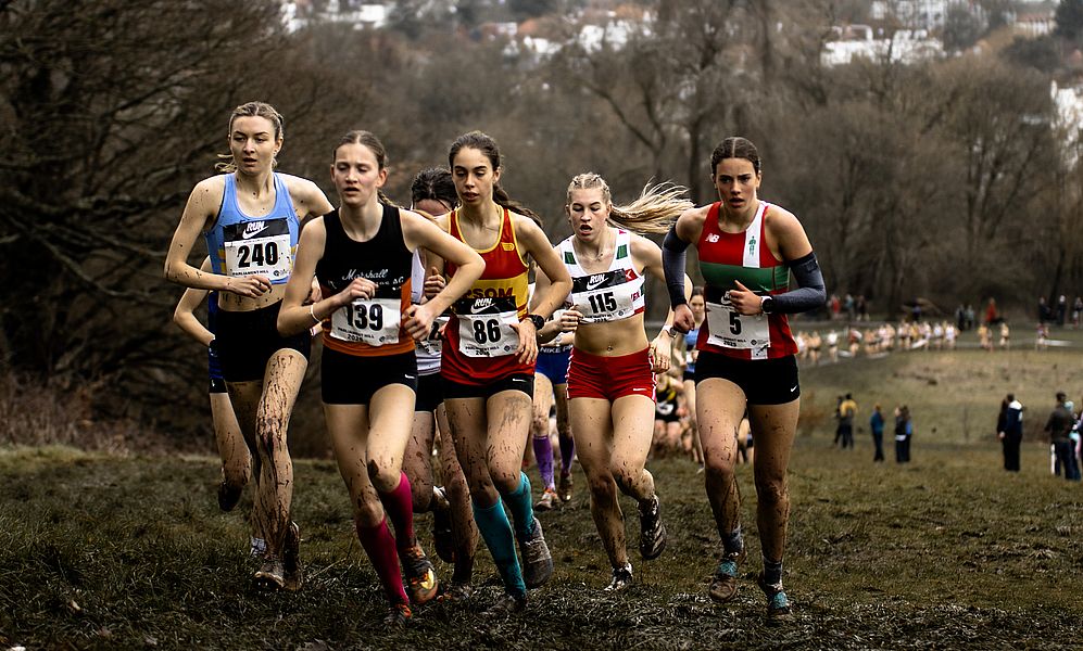 Early in the Under 17 Women's race
